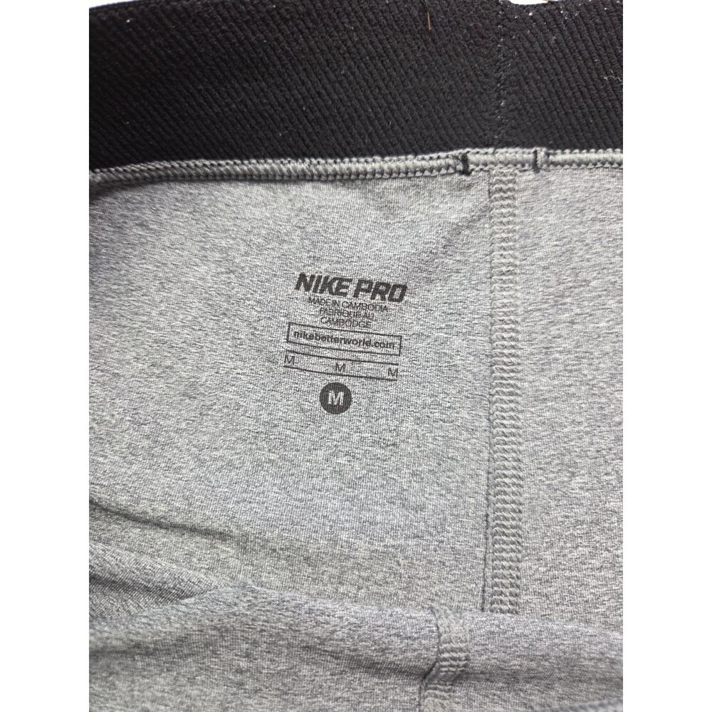 Nike Pro Women’s Medium Compression Shorts Gray Heather Black Elastic Waistband - Picture 4 of 8